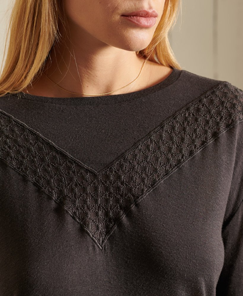 koszulka z długim rękawem rock lace w kolorze vintage black