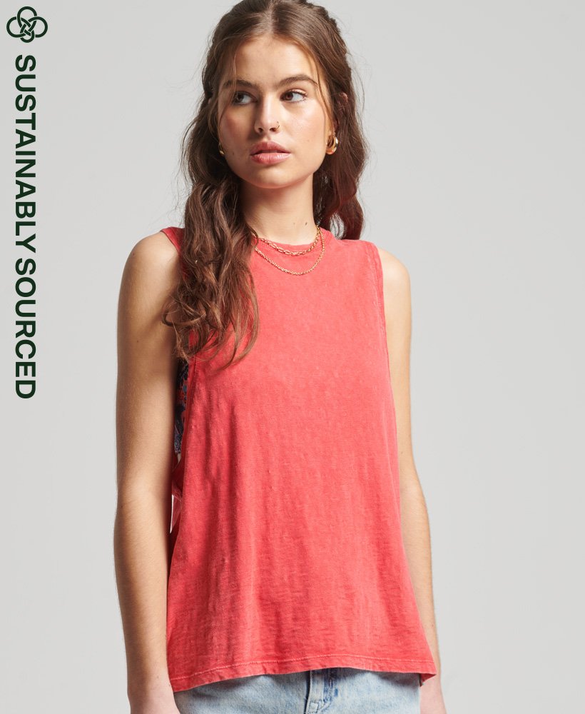 organiczna bawełniana kamizelka typu vintage surf ranchero w kolorze soda pop red