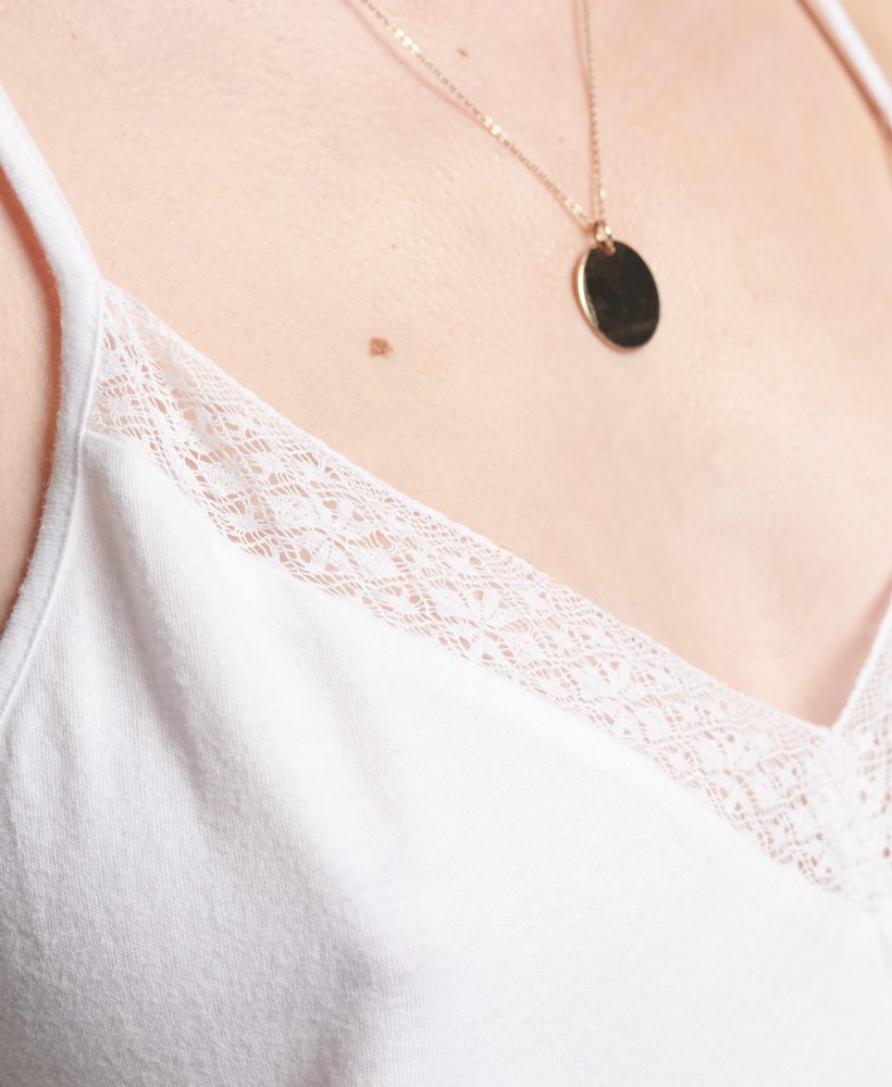 top na ramiączkach z mieszanki bawełny organicznej z koronką w kolorze optic
