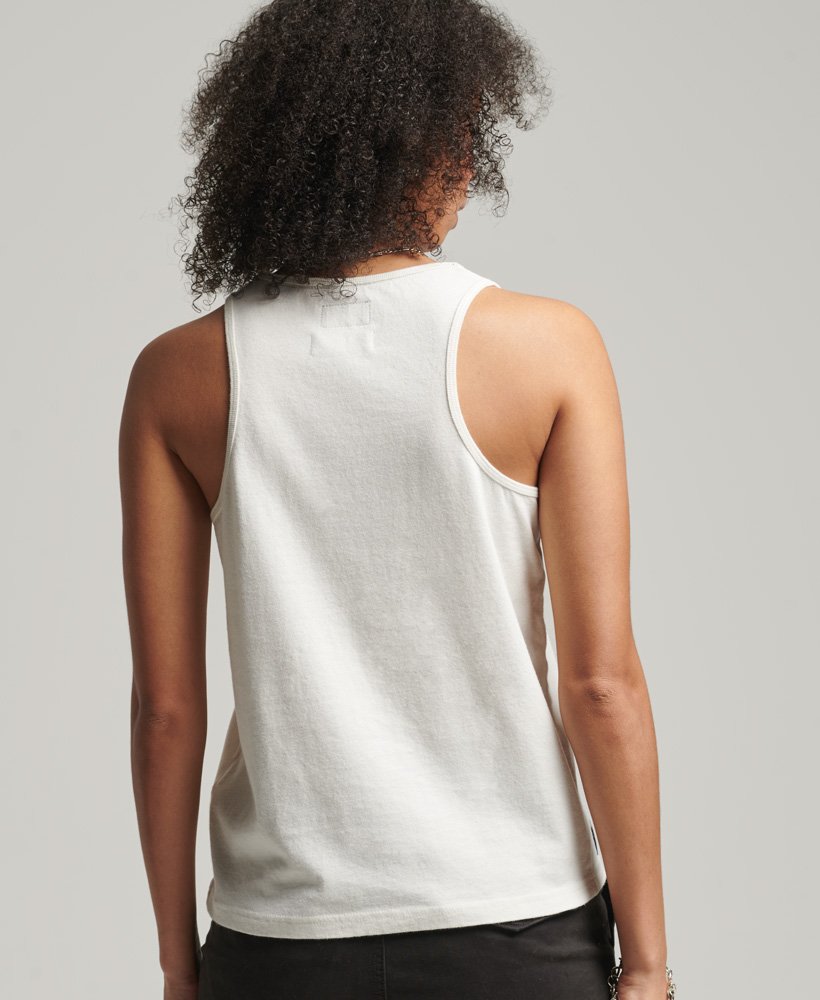 top z nadrukiem w stylu vintage z logo w kolorze ecru