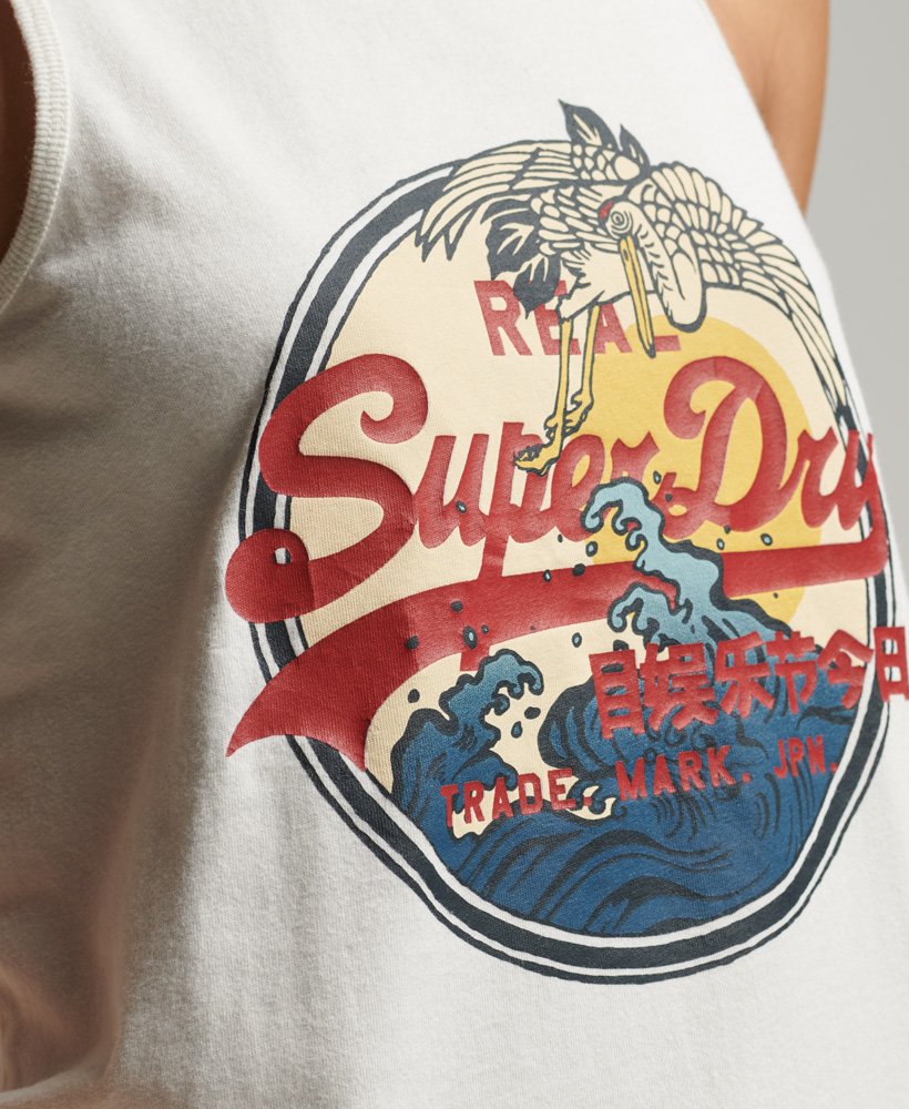 top z nadrukiem w stylu vintage z logo w kolorze ecru