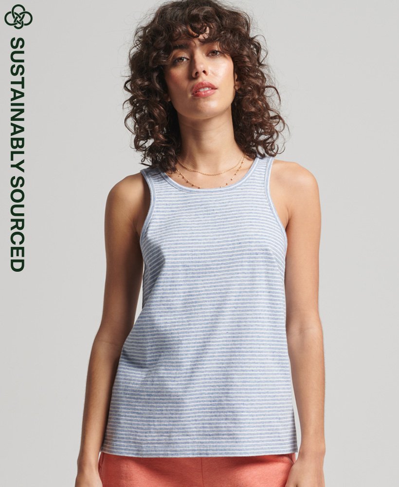 kamizelka z organicznej bawełny w paski z logo w stylu vintage w kolorze la blue marlrodeo white