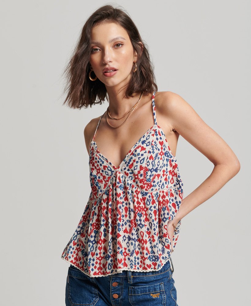 top z warstwami na ramiączkach w kolorze love ikat red