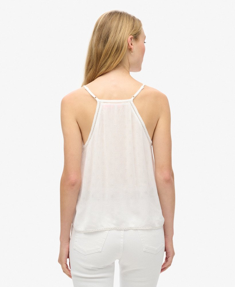 top na ramiączkach z wykończeniem w formie drabinki w kolorze off white