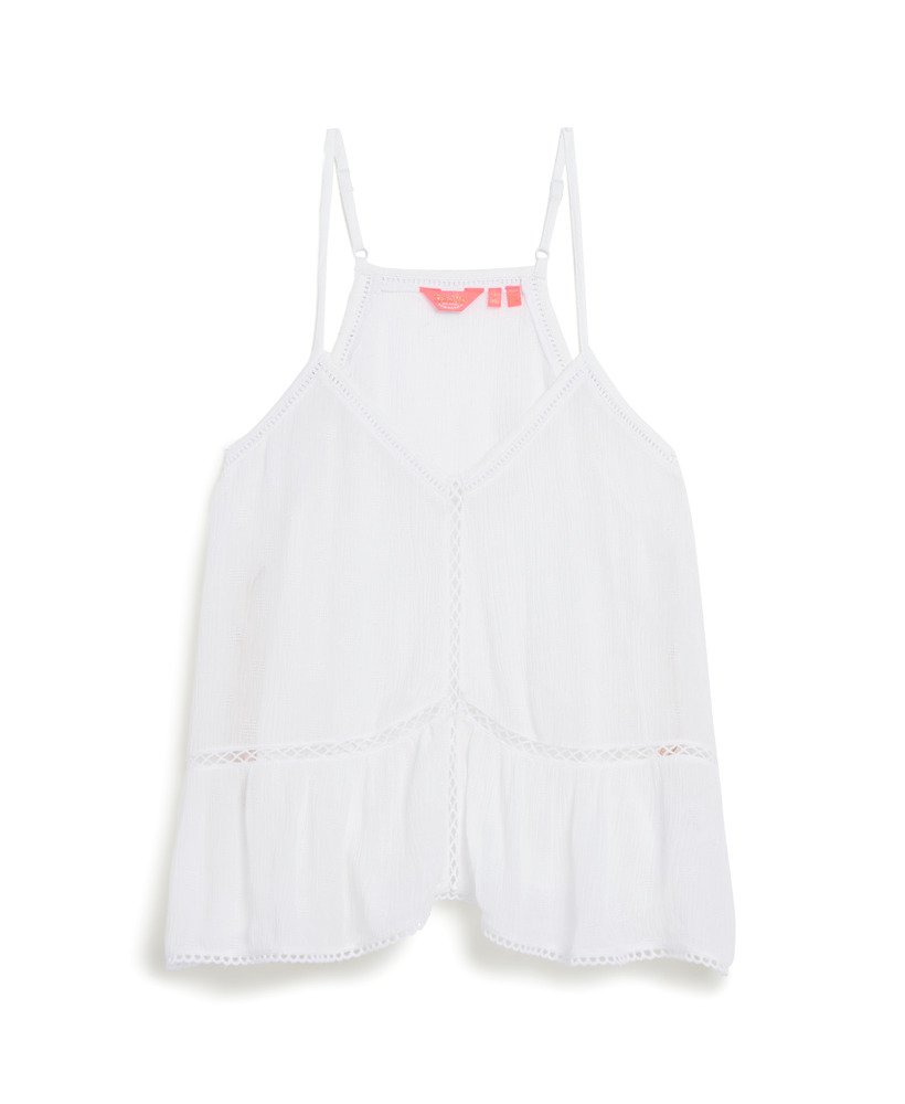 top na ramiączkach z wykończeniem w formie drabinki w kolorze off white