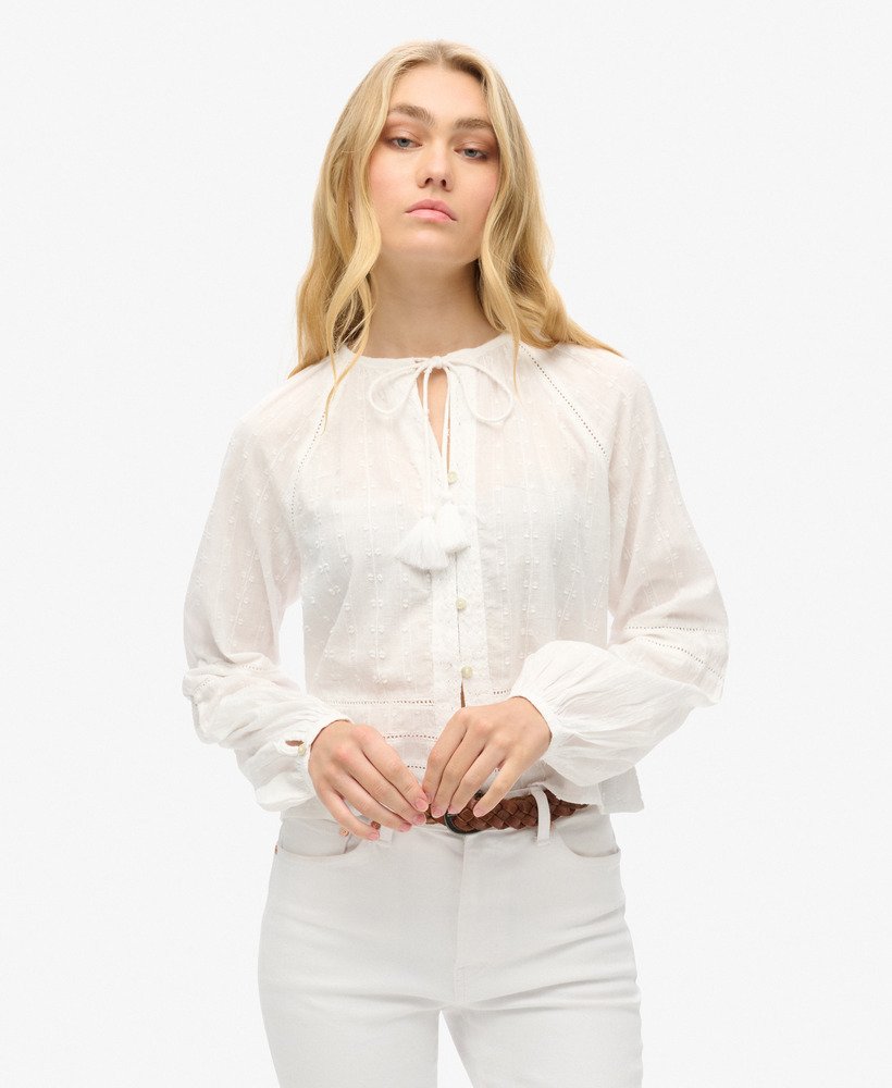 bawełniany top plażowy w kolorze off white