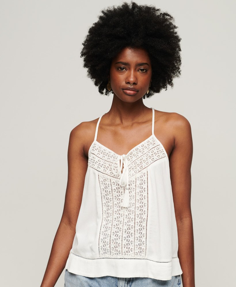 top z wiązaniem przy szyi w kolorze off white