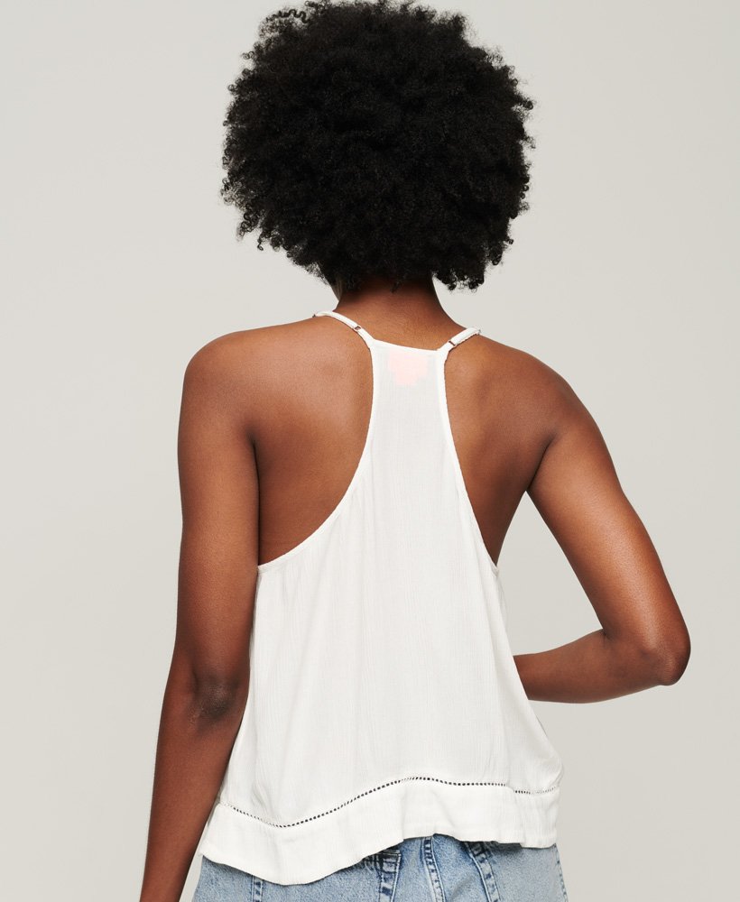 top z wiązaniem przy szyi w kolorze off white