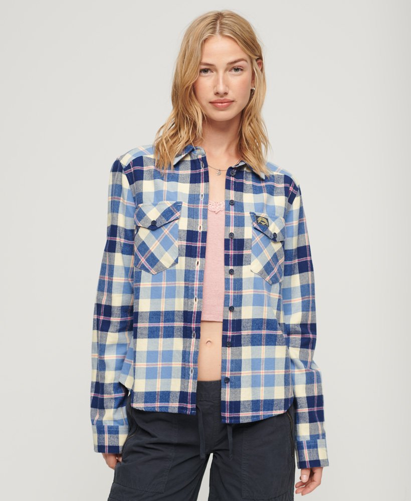 koszula flanelowa w kratkę lumberjack w klasycznym niebieskim kolorze