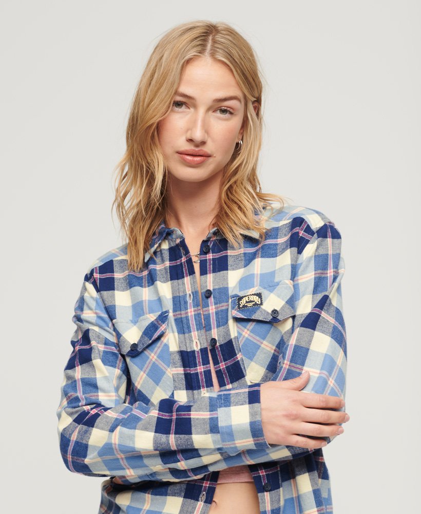 koszula flanelowa w kratkę lumberjack w klasycznym niebieskim kolorze
