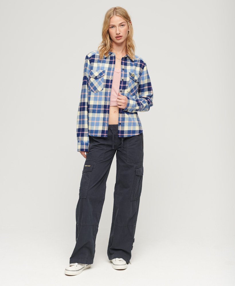 koszula flanelowa w kratkę lumberjack w klasycznym niebieskim kolorze
