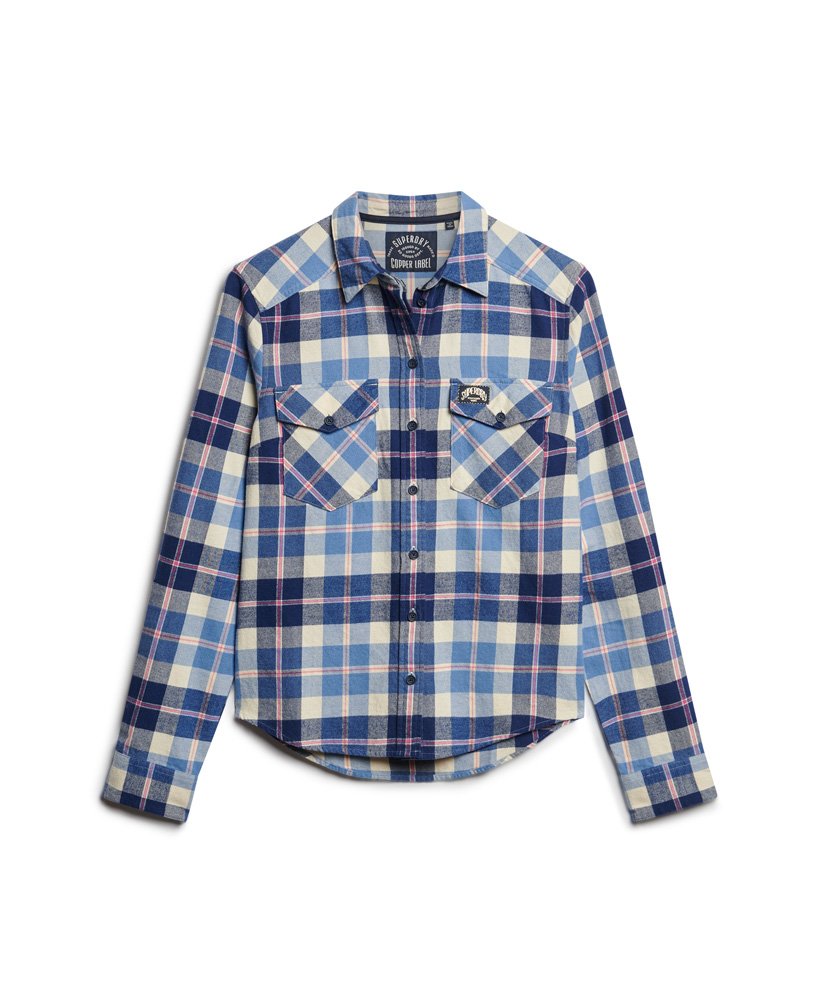 koszula flanelowa w kratkę lumberjack w klasycznym niebieskim kolorze