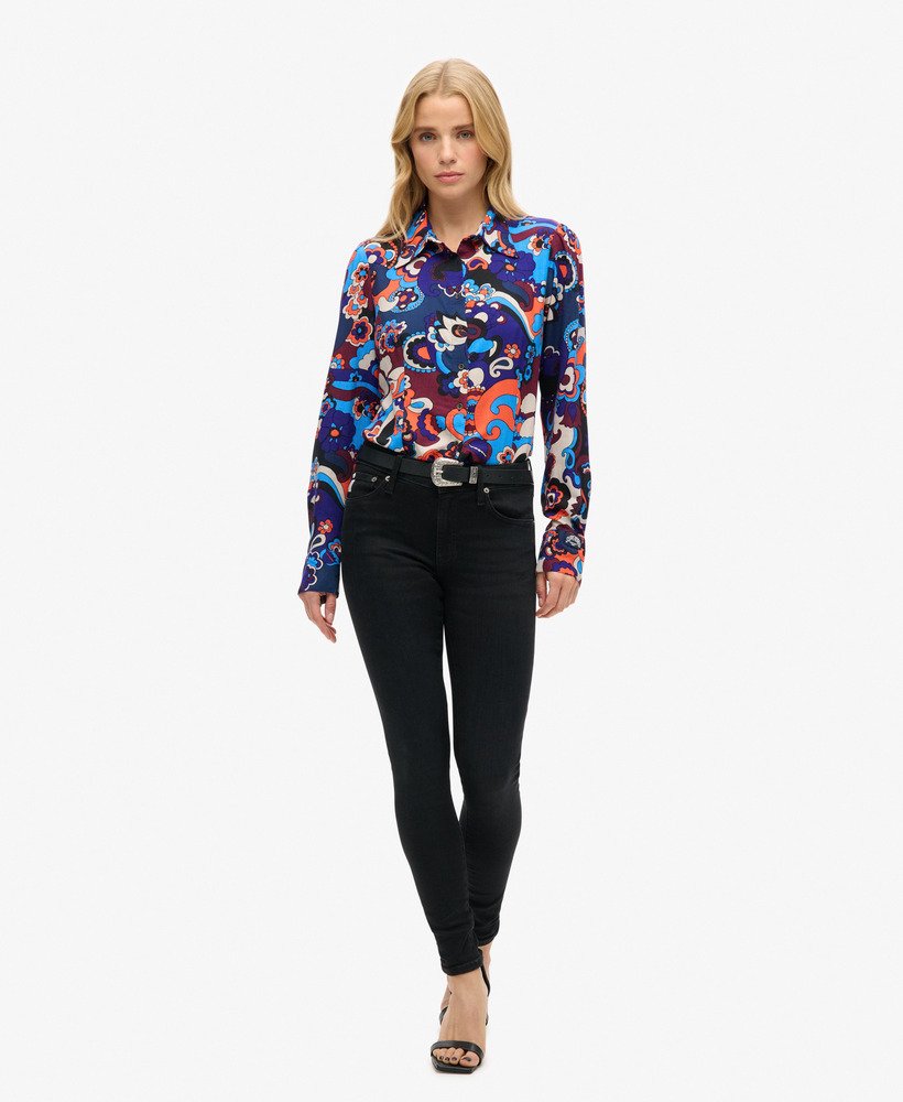 koszula z nadrukiem w stylu lat 70. w kolorze cindy blue