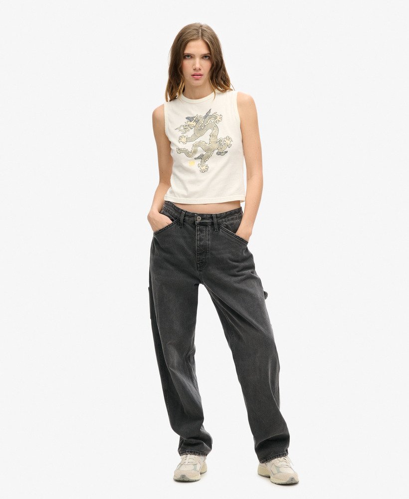 top bez rękawów superdry x komodo vintage w kolorze ecru