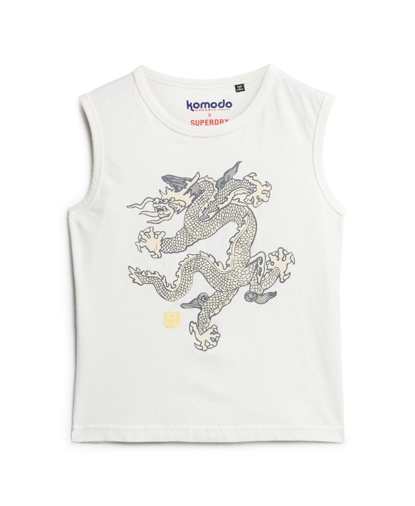 top bez rękawów superdry x komodo vintage w kolorze ecru