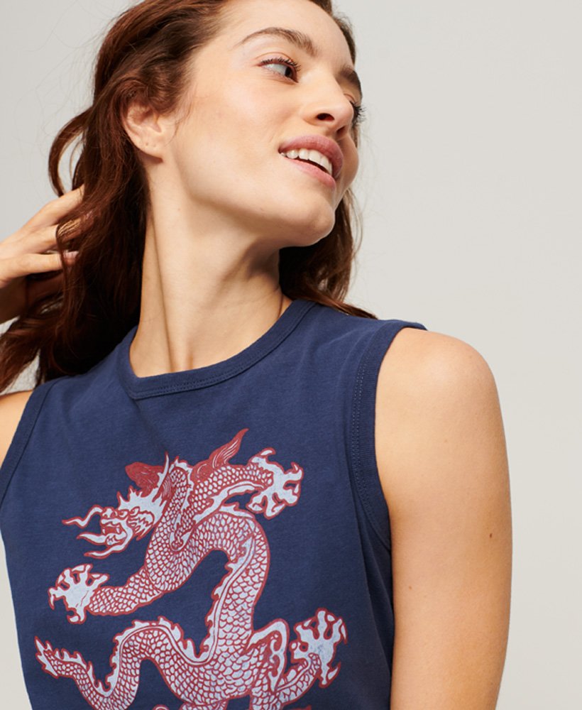 top bez rękawów superdry x komodo vintage w kolorze najbogatszej granatowej