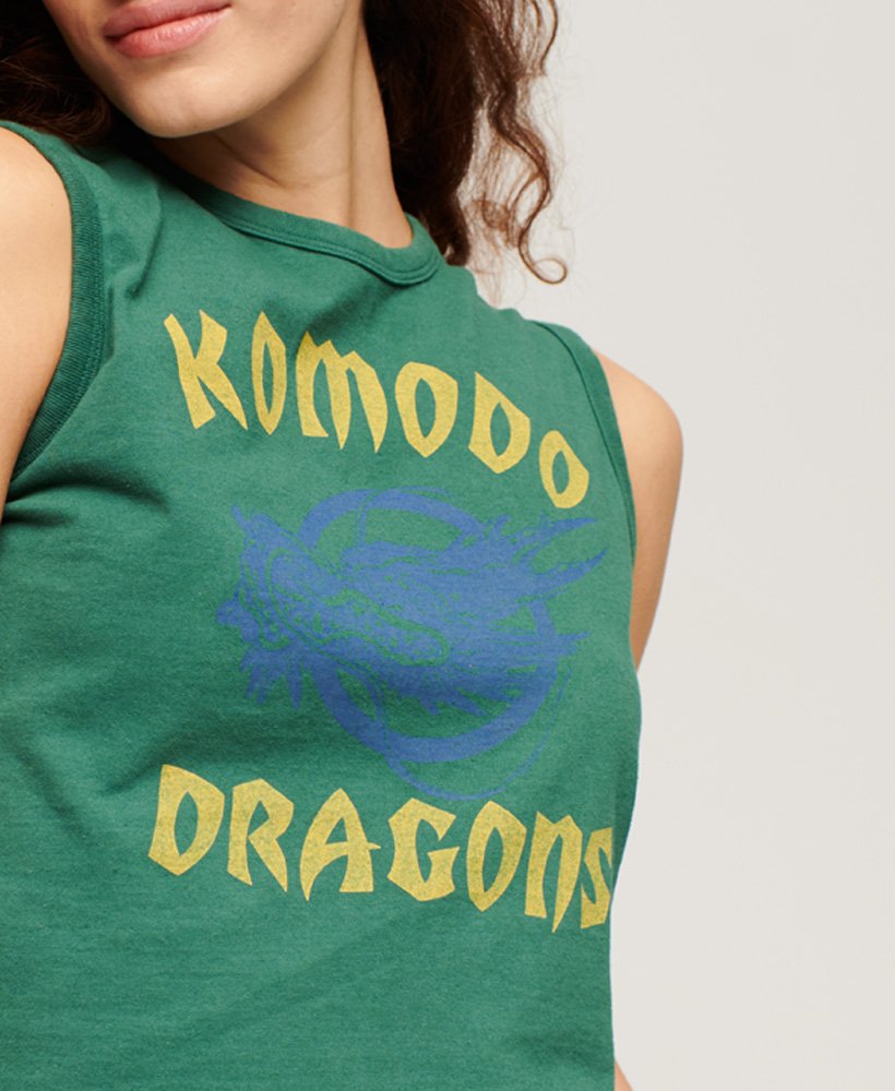 superdry x komodo classic dragon vest top w kolorze pine green