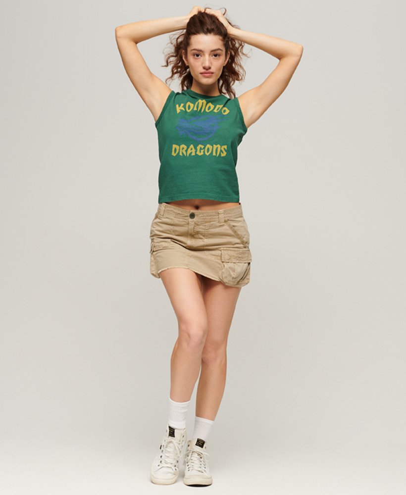 superdry x komodo classic dragon vest top w kolorze pine green