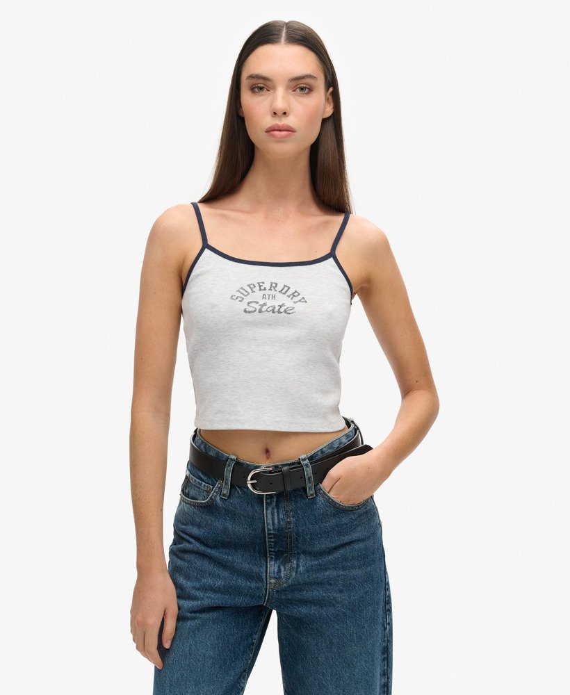 athletic essentials crop cami top w kolorze cadet grey marl