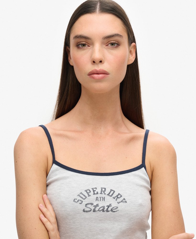 athletic essentials crop cami top w kolorze cadet grey marl