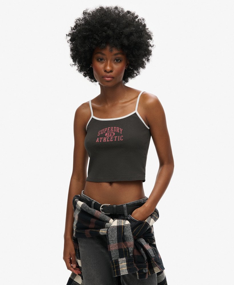 athletic essentials crop cami top w kolorze spranej czerni