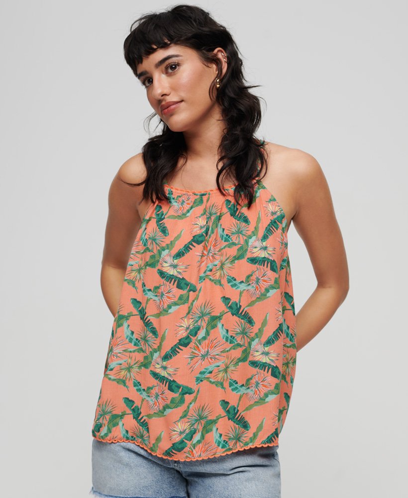 halter beach cami top w kolorze koralowym tropikalnym