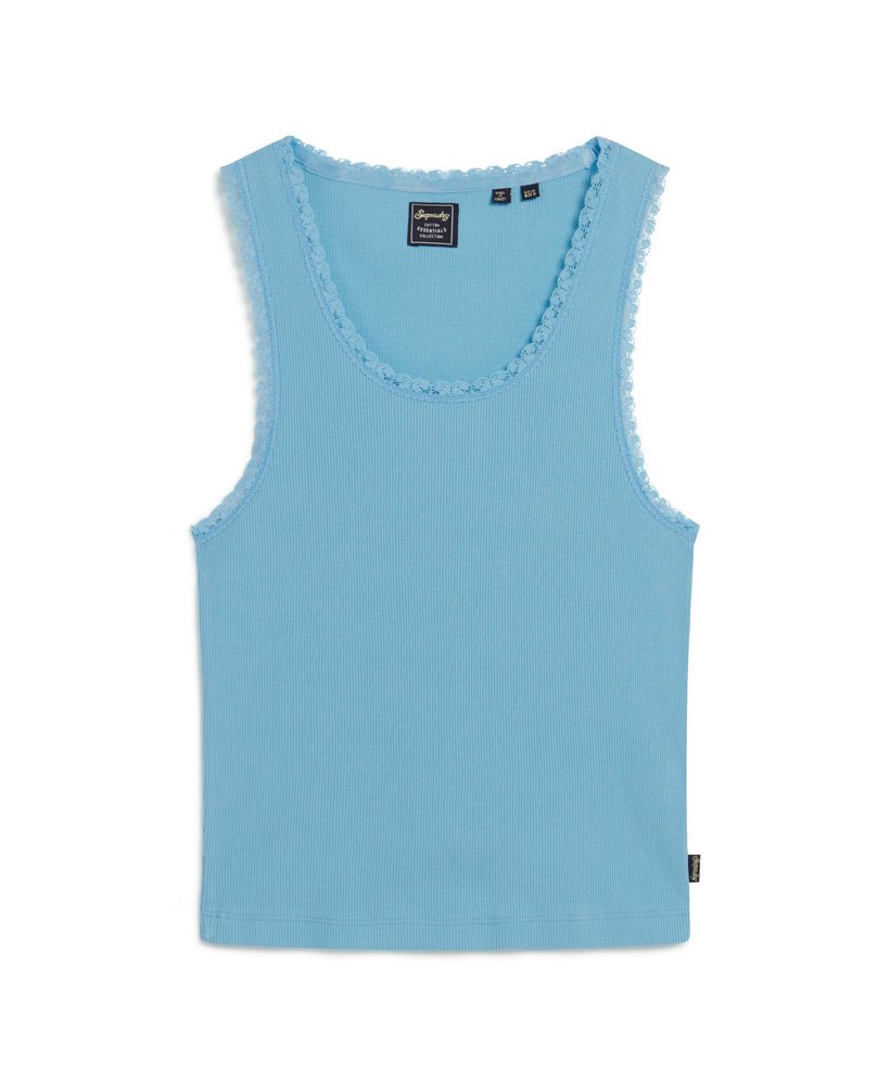 koszulka bez rękawów athletic essentials vintage z koronkowym wykończeniem w kolorze air blue