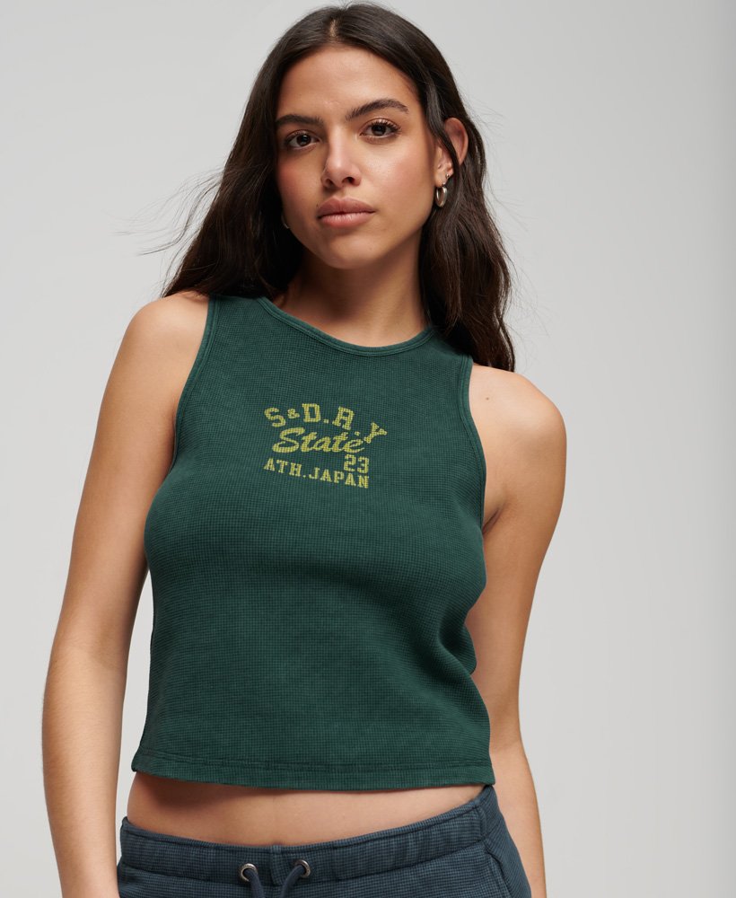 koszulka bez rękawów athletic essentials waffle w kolorze ciemnej sosny