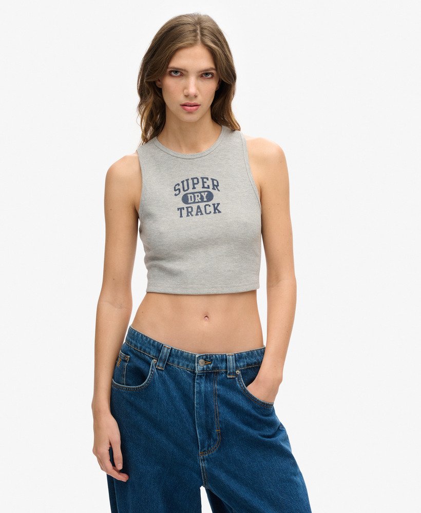 athletic essentials waffle cropped tank top w kolorze szary melanŻ
