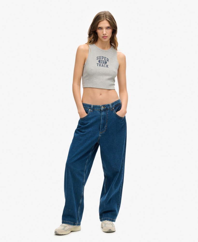 athletic essentials waffle cropped tank top w kolorze szary melanŻ