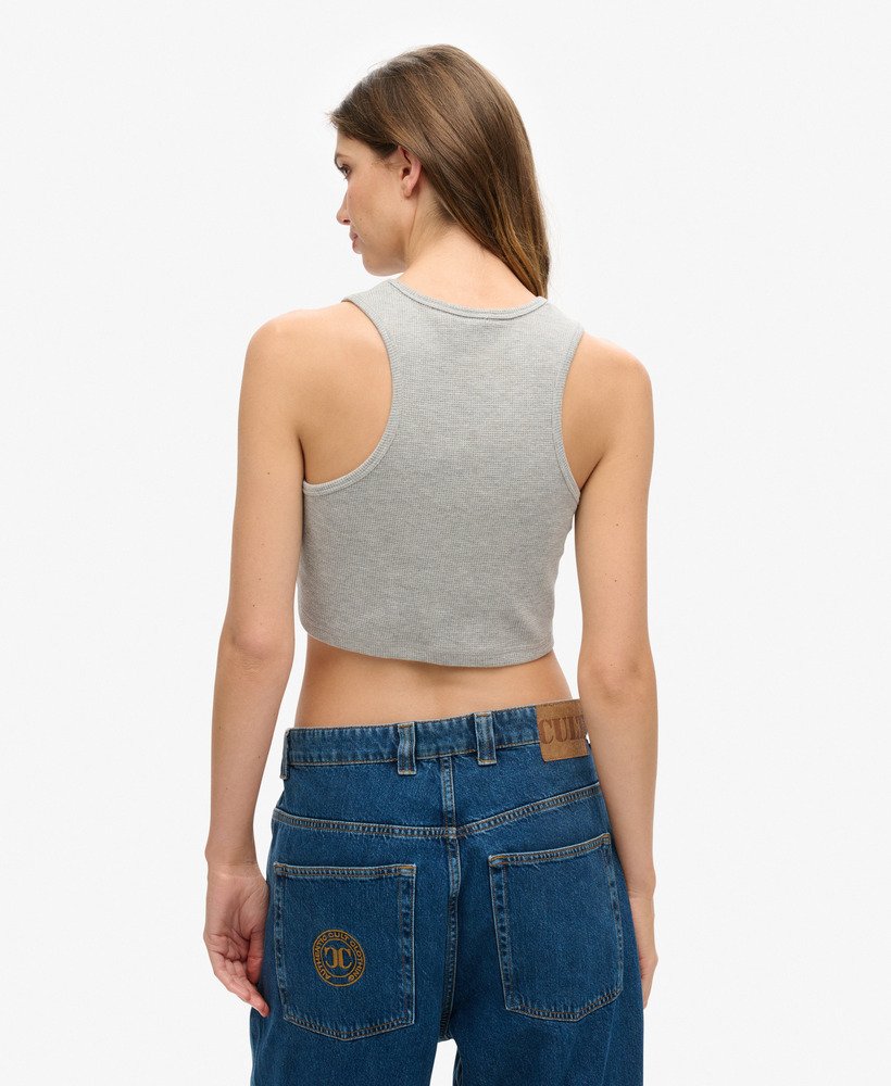 athletic essentials waffle cropped tank top w kolorze szary melanŻ
