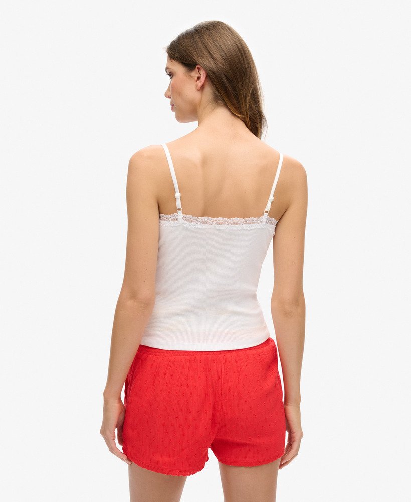 bluzka z organicznej bawełny essential rib lace cami top w kolorze optic