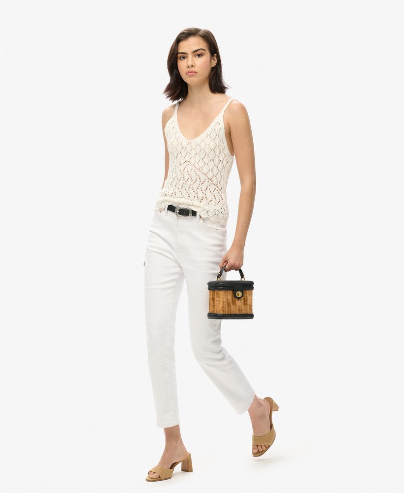 top na szydełku z ramiączkami w kolorze desert bone off white