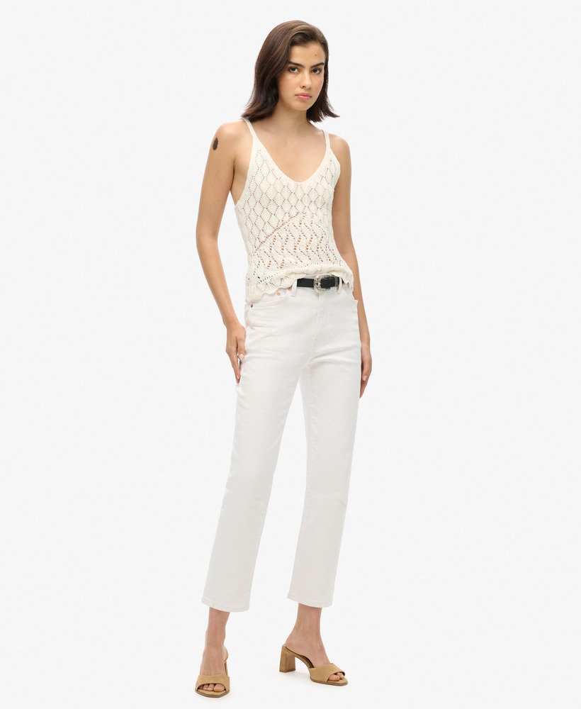 top na szydełku z ramiączkami w kolorze desert bone off white