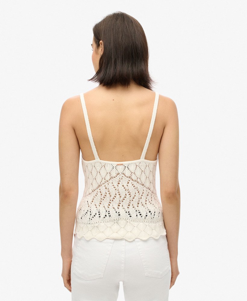 top na szydełku z ramiączkami w kolorze desert bone off white