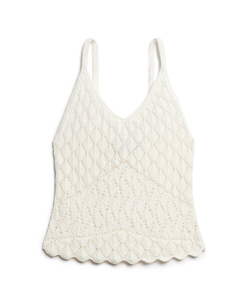 top na szydełku z ramiączkami w kolorze desert bone off white