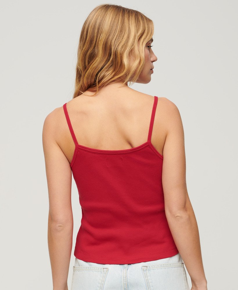 athletic college graphic rib cami top w kolorze karminowej czerwieni