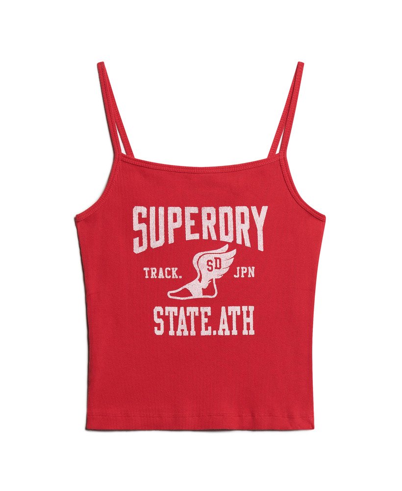 athletic college graphic rib cami top w kolorze karminowej czerwieni