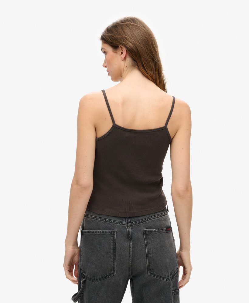retro rocker graphic rib cami top w kolorze carbon grey