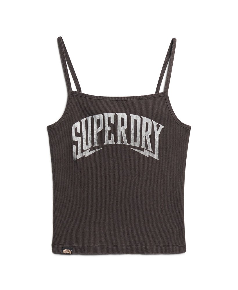 retro rocker graphic rib cami top w kolorze carbon grey
