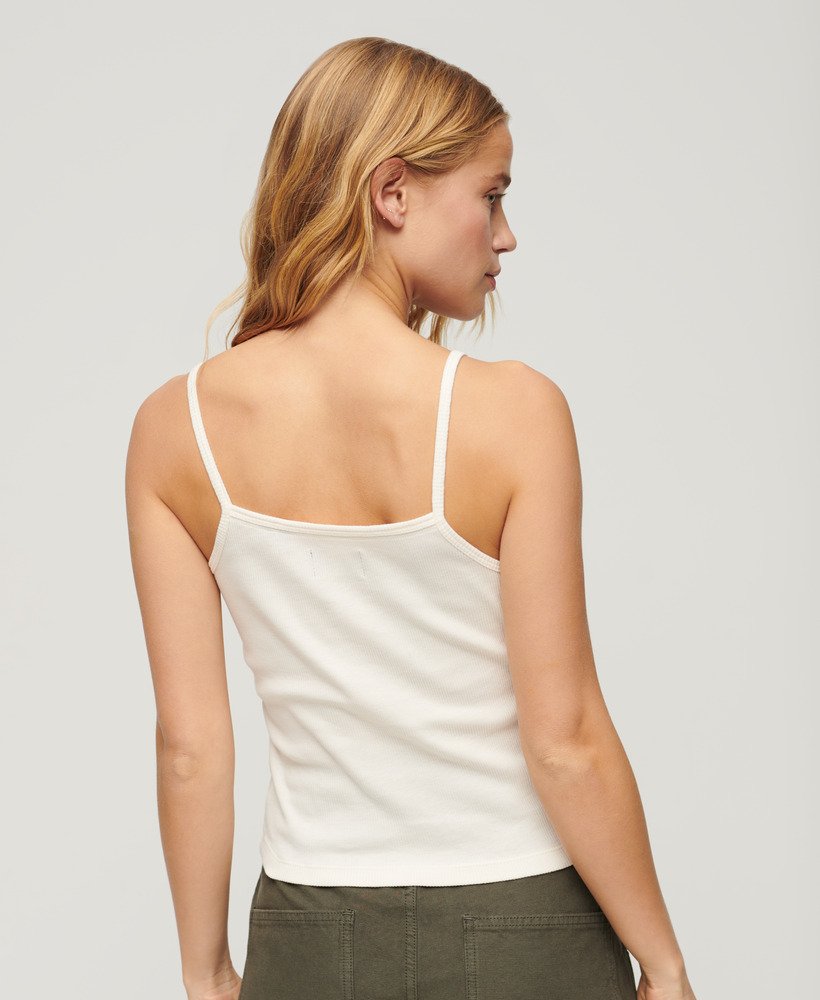 athletic college graphic rib cami top w kolorze kremowym