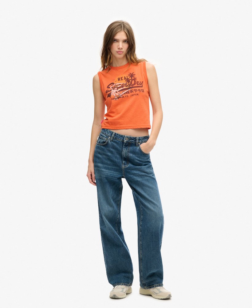 la vintage logo graphic slim vest top w kolorze soda pop orange marl