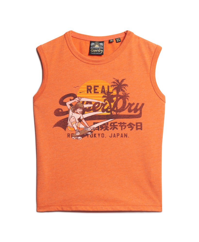 la vintage logo graphic slim vest top w kolorze soda pop orange marl