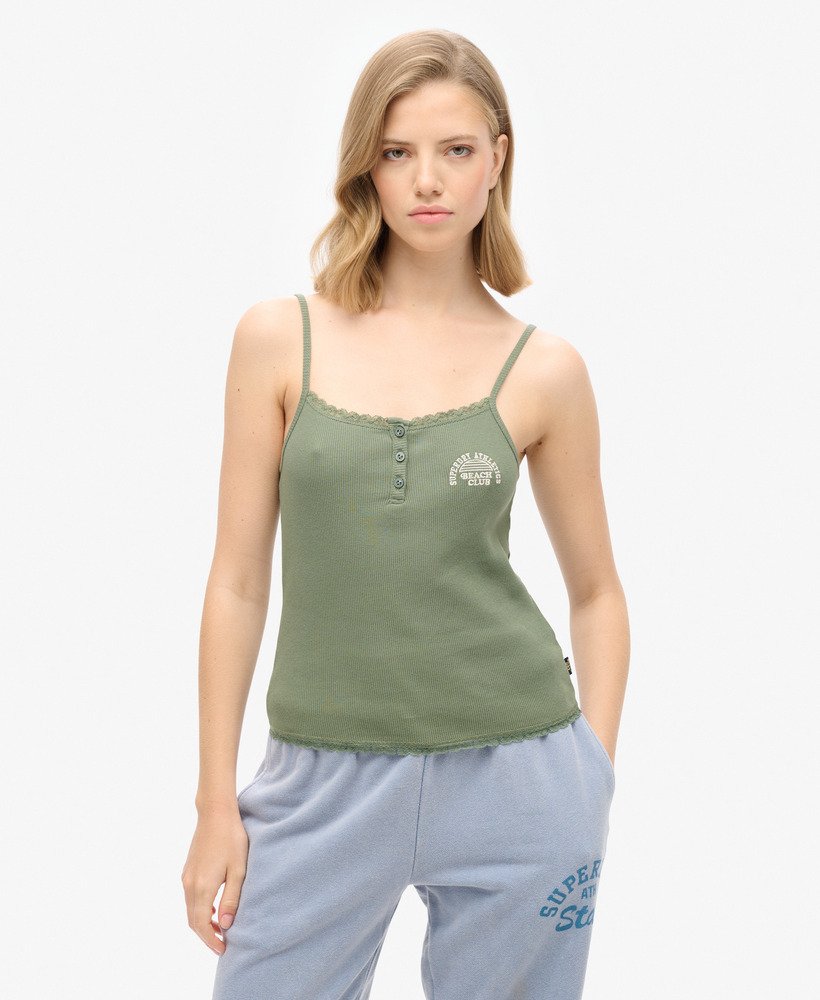 bluzka athletic essentials z guzikami na ramiączkach w kolorze laurel khaki