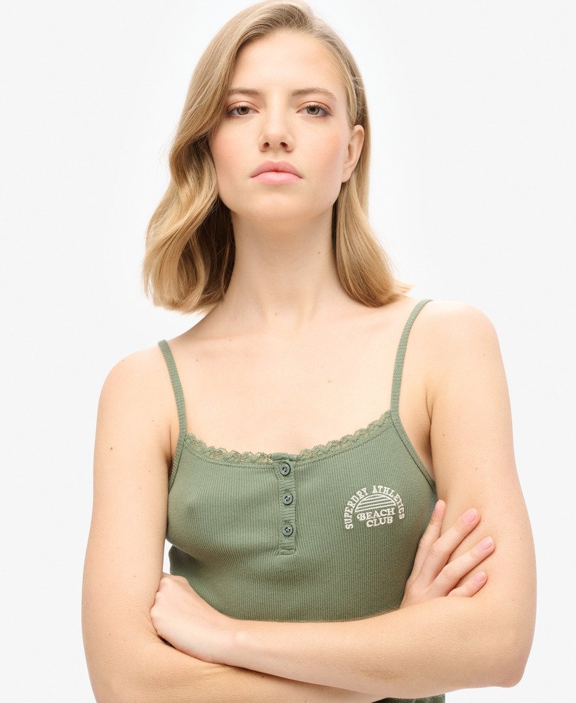 bluzka athletic essentials z guzikami na ramiączkach w kolorze laurel khaki