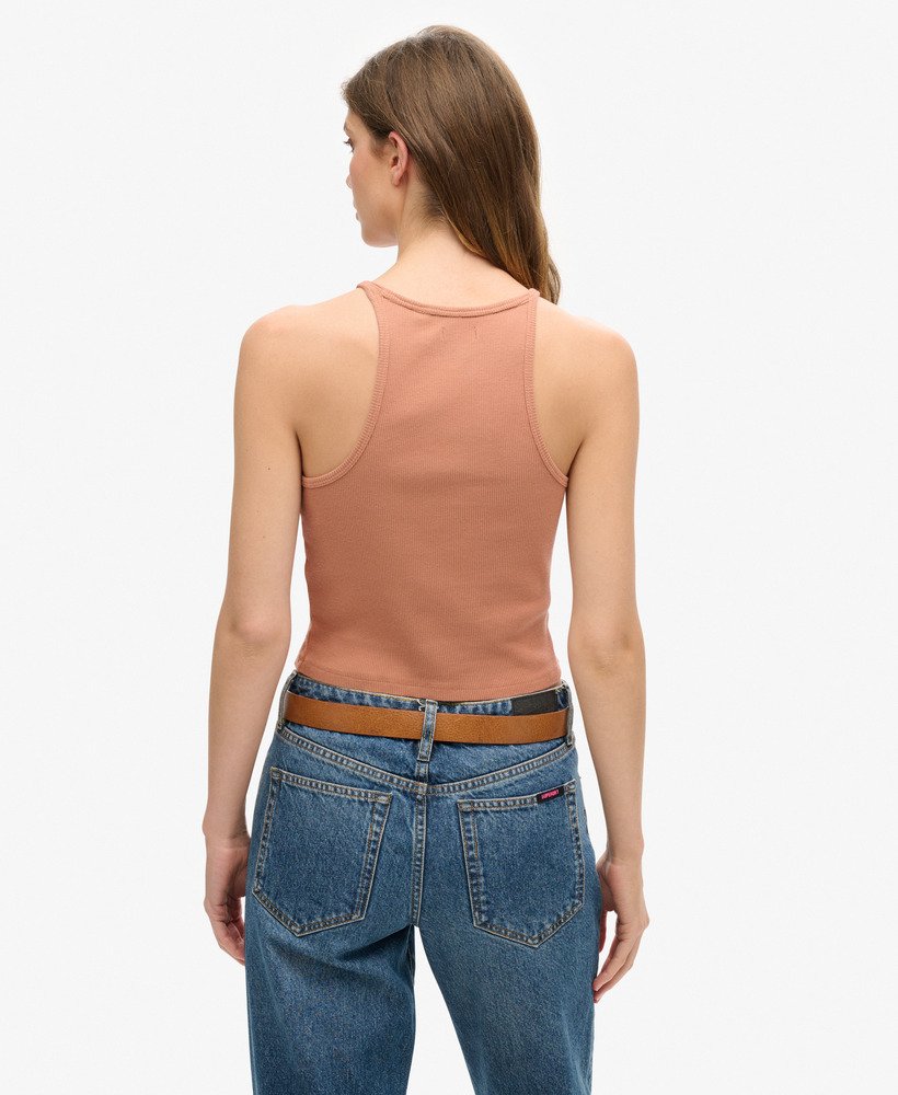 koszulka bez rękawów essential logo racer w kolorze brązu mocha mousse