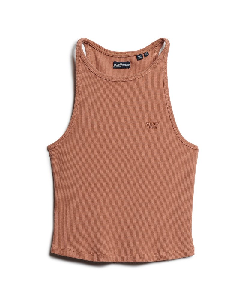 koszulka bez rękawów essential logo racer w kolorze brązu mocha mousse