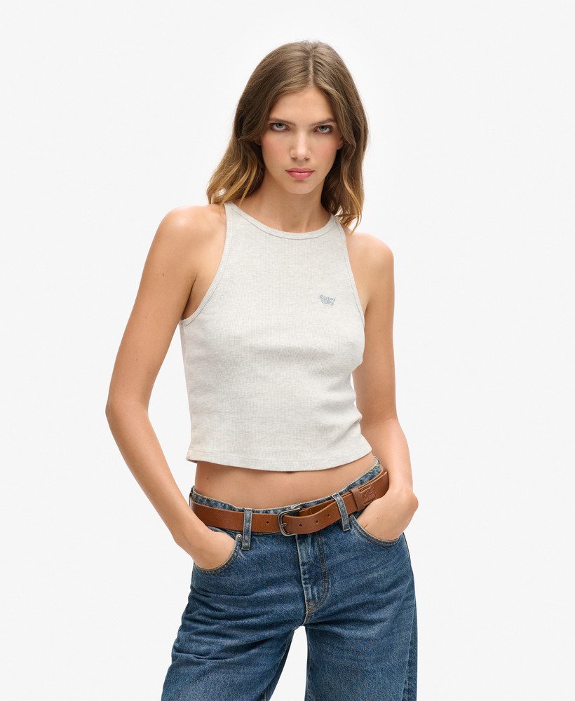 koszulka bez rękawów essential logo racer w kolorze glacier grey marl