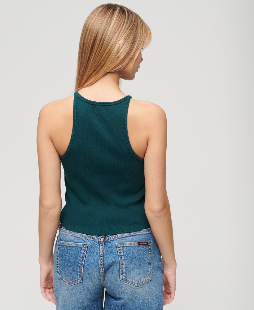 koszulka bez rękawów essential logo racer w kolorze ciemnej sosny