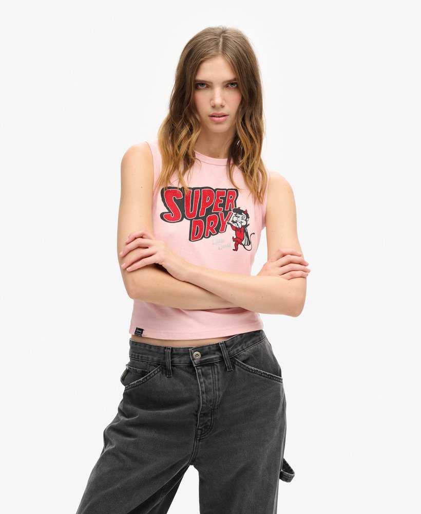 retro zdobiony dopasowany top w kolorze somon pink marl